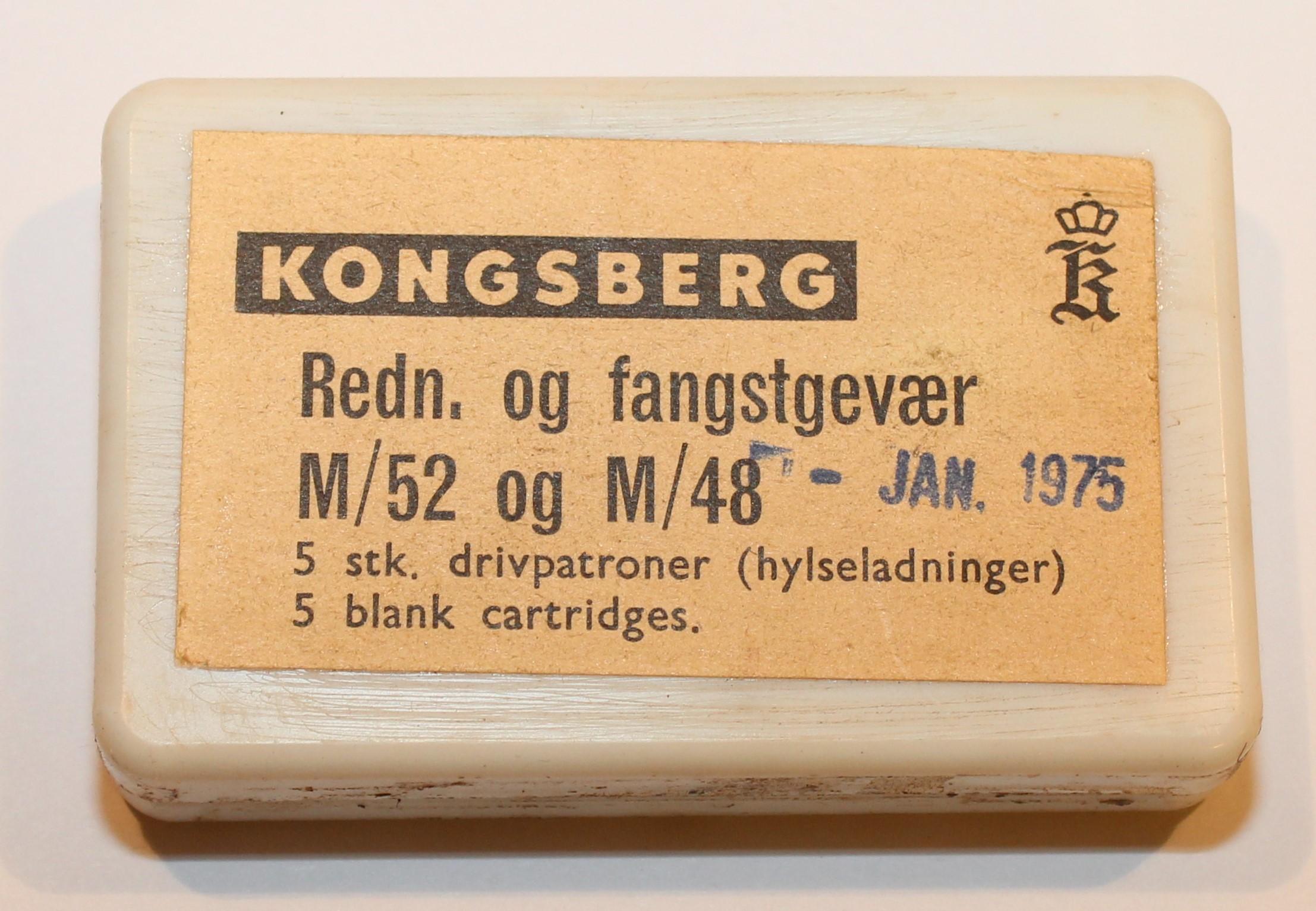 ./ammo/fangstredning/esker/Eske-12mm-Drivpatron-5skudd-JAN-1975-1.JPG